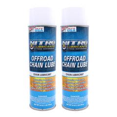 Nitro Lubricants Off-Road Chain Lube – Thick Clinging Foam Lubricates & Penetrates Rollers to Protect Against Corrosion, Friction & Wear – 12 oz – Made in USA (2-Pack)