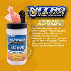 Nitro Lubricants Hand & Surface Cleaning Wipes – Heavy Duty, Two-Sided, Waterless Towels Remove Grease, Oil, Tar, Brake Dust, Inks, Grime from Hands & Nonporous Surfaces – 25 Count – Made in USA