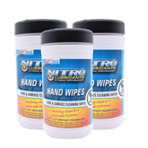 Nitro Lubricants Hand & Surface Cleaning Wipes – Heavy Duty, Two-Sided, Waterless Towels Remove Grease, Oil, Tar, Brake Dust, Inks, Grime & Nonporous Surfaces – 25 Count – Made in USA (3-Pack)