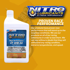 Nitro Lubricants 20W-50 Engine Oil – Synthetic Blend, Keeps Engine Clean of Varnish & Sludge under Severe Conditions – Racing & Marine Ready – 1 Quart – Made in USA