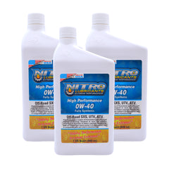 Nitro Lubricants 0W-40 4 Stroke Engine Oil – Fully Synthetic, High Performance Formula for Motorcycles, ATVs, UTVs – Racing and Off-Road – Advanced Additive Technology – 1Qt – Made in USA (3-Pack)