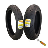 Pirelli Diablo Rosso II 120/70 ZR 17 M/C (58W) TL (K) Front & 180/55 ZR 17 M/C (73W) TL Rear Motorcycle Tire- Sport Performance Road Use Tire Set with Keychain
