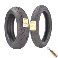 Pirelli Diablo Rosso II 120/70 ZR 17 M/C (58W) TL (K) Front & 180/55 ZR 17 M/C (73W) TL Rear Motorcycle Tire- Sport Performance Road Use Tire Set with Keychain