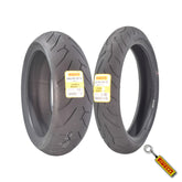 Pirelli Diablo Rosso II 120/70 ZR 17 M/C (58W) TL (K) Front & 190/50 ZR 17 M/C (73W) TL Rear Motorcycle Tires- Sport Performance for Road Use Tire Set with Keychain