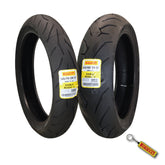 Pirelli Diablo Rosso II 120/70 ZR 17 M/C (58W) TL (K) Front & 160/60 ZR 17 M/C (69W) TL Rear Motorcycle Tires- Sport Performance for Road Use Tire Set with Keychain