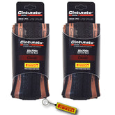 Pirelli Cinturato Gravel H TLR Classic 35-622 (700 x 35c) Road Bicycle Tire - SpeedGrip Compound, Clincher Type, Tubeless Ready Bike Tire with Keychain 700x35c (2 Pack)