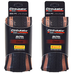 Pirelli Cinturato Gravel H TLR Classic 35-622 (700 x 35c) Road Bicycle Tire - SpeedGrip Compound, Clincher Type, Tubeless Ready Bike Tire with Keychain 700x35c (2 Pack)