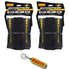 Pirelli Scorpion Trail M Yellow Label 60-622 (29x 2.4) MTB Bicycle Tire  - Designed for Trail Riding with Varying Terrain, 60TPI and ProWall Casing- Trail Bike Tire w/Keychain (2 Pk)