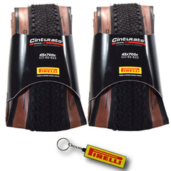 Pirelli Cinturato Gravel H TLR Classic 45-622 (700 x 45c) Road Bicycle Tire - SpeedGrip Compound, Clincher Type, Tubeless Ready Bike Tire with Keychain 700x45c (2 Pack)