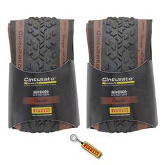 Pirelli Cinturato Gravel M TLR Classic 50-584 (650 x 50c) Road Bicycle Tire - SpeedGrip Compound, Clincher Type, Tubeless Ready Bike Tire with Keychain 650x50c (2 Pack)