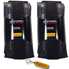Pirelli Cinturato Gravel H TLR 45-622 (700 x 45c) Road Bicycle Tire - SpeedGrip Compound, Clincher Type, Tubeless Ready Bike Tire with Keychain 700x45c (2 Pack)