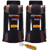Pirelli Cinturato Gravel H TLR Classic 40-622 (700 x 40c) Road Bicycle Tire - SpeedGrip Compound, Clincher Type, Tubeless Ready Bike Tire with Keychain 700x40c (2 Pack)