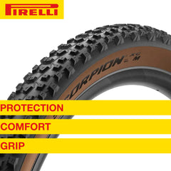 Pirelli Scorpion XC M Classic Tan 55-622 (29x 2.2) MTB Bicycle Tire - Designed for Hardpacked Courses, 60TPI and ProWall Casing- Mountain Bike Tire