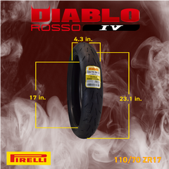 Pirelli Diablo Rosso IV 110/70-17 54W Front Motorcycle Tire - High Performance, Durable, & Reliable Tire for Super Sport Bikes w/ Keychain