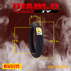 Pirelli Diablo Rosso IV Front Motorcycle/Sportbike Tire 110/70-17 54W & Keychain