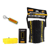 Pirelli Scorpion XC M Yellow Label 55-622 (29x 2.2) MTB Bicycle Tire & SmarTUBE 23/32-622 Set- Designed for Hardpacked Courses, 60TPI and ProWall Casing- Mountain Bike Tire w/Keychain