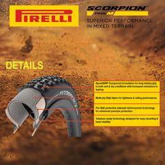 Pirelli Scorpion Trail M Yellow Label 60-622(29x 2.4) MTB Bicycle Tire & SmarTUBE 23/32-622 Set- Designed for Trail Riding with Varying Terrain, 60TPI - Trail Bike Tire w/Keychain(2 Pack)