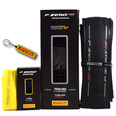 Pirelli P ZERO Race TLR SL 26-622(700x26c) & SmarTUBE 23/32-622 700C Road Bike Tire & Presta Tube Set- Super Lightweight, Bicycle Tire & Tube Set for Road Racing - SmartEVO Compound w/Keychain