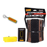 Pirelli Scorpion XC H Classic Tan 55-622 (29x 2.2) MTB Bicycle Tire & SmarTUBE 23/32-622 Set- Designed for Hardpacked Courses, 60TPI and ProWall Casing- Mountain Bike Tire w/Keychain