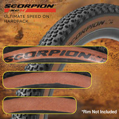 Pirelli Scorpion XC H Classic Tan 55-622 (29x 2.2) MTB Bicycle Tire & SmarTUBE 23/32-622 Set- Designed for Hardpacked Courses, 60TPI and ProWall Casing- Mountain Bike Tire w/Keychain (2 Pk)