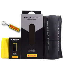 Pirelli P7 Sport 32-622 (700x32c) Road Bike Tire & SmarTUBE 23/32-622 700C Presta Tube Set - All-Round Performance - 60tpi TechBELT Casing & PRO Compound for Comfort & Handling w/Keychain