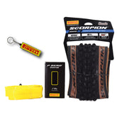 Pirelli Scorpion Enduro S Classic Tan 60-622 (29x 2.4) MTB Bicycle Tire & SmarTUBE 23/32-622 Set- Designed for Demanding XC Courses, 60TPI and ProWall Casing- Mountain Bike Tire w/Keychain