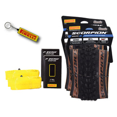 Pirelli Scorpion Enduro S Classic Tan 60-622 (29x 2.4) MTB Bicycle Tire & SmarTUBE 23/32-622 Set- Designed for Demanding XC Courses, 60TPI and ProWall Casing- Mountain Bike Tire w/Keychain (2 Pk)