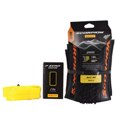 Pirelli Scorpion XC RC Gold Label 60-622 (29x 2.4) MTB Bicycle Tire & SmarTUBE 23/32-622 Set- Designed for Demanding XC Courses, 120TPI and ProWall Casing- Mountain Bike Tire w/Keychain (2 Pk)