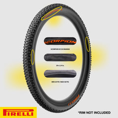 Pirelli Scorpion XC RC Gold Label 60-622 (29x 2.4) MTB Bicycle Tire & SmarTUBE 23/32-622 Set- Designed for Demanding XC Courses, 120TPI and ProWall Casing- Mountain Bike Tire w/Keychain (2 Pk)