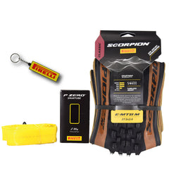 Pirelli Scorpion E-MTB M 65-584 (29 x 2.6) MTB Bicycle Tire & SmarTUBE 23/32-622 - Versatile E-Mountain Bike Tire for Trail and Enduro Use, Mixed Terrain, MTB, 120 TPI E-Bike Tire w/Keychain