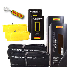 Pirelli P ZERO Race TLR 28-622(700x28c) & SmarTUBE 23/32-622 700C Road Bike Tire & Presta Tube Set- Lightweight, Bicycle Tire & Tube Set for Road Racing - SmartEVO Compound w/Keychain (2Pk)