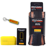 Pirelli Cinturato Gravel H TLR Classic 35-622 (700 x 35c) Road Bicycle Tire & 33/45-622 Presta Cinturato SmarTUBE - SpeedGrip Compound, Clincher Type, Tubeless Ready Bike Tire with Keychain