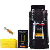 Pirelli Cinturato Gravel H TLR 35-622 (700 x 35c) Road Bicycle Tire & 33/45-622 Presta Cinturato SmarTUBE - SpeedGrip Compound, Clincher Type, Tubeless Ready Bike Tire with Keychain
