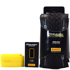 Pirelli Cinturato Gravel M TLR 40-622 (700 x 40c) Race Bicycle Tire & 33/45-622 Presta Cinturato SmarTUBE - SpeedGrip Compound, Clincher Type, Tubeless Ready Bike Tire with Keychain