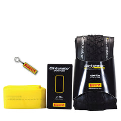 Pirelli Cinturato Gravel M TLR 45-584 (650 x 45c) Race Bicycle Tire & 33/45-584 Presta Cinturato SmarTUBE - SpeedGrip Compound, Clincher Type, Tubeless Ready Bike Tire with Keychain