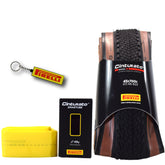 Pirelli Cinturato Gravel H TLR Classic 45-622 (700 x 45c) Road Bicycle Tire & 33/45-622 Presta Cinturato SmarTUBE - SpeedGrip Compound, Clincher Type, Tubeless Ready Bike Tire with Keychain
