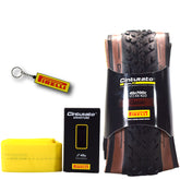 Pirelli Cinturato Gravel M TLR Classic 45-622 (700 x 45c) Road Bicycle Tire & 33/45-622 Presta Cinturato SmarTUBE - SpeedGrip Compound, Clincher Type, Tubeless Ready Bike Tire with Keychain