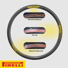 Pirelli Cinturato Gravel M TLR Classic 45-622 (700 x 45c) Road Bicycle Tire & 33/45-622 Presta Cinturato SmarTUBE - SpeedGrip Compound, Clincher Type, Tubeless Ready Bike Tire with Keychain