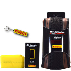 Pirelli Cinturato Gravel H TLR Classic 40-622 (700 x 40c) Road Bicycle Tire & 33/45-622 Presta Cinturato SmarTUBE - SpeedGrip Compound, Clincher Type, Tubeless Ready Bike Tire with Keychain