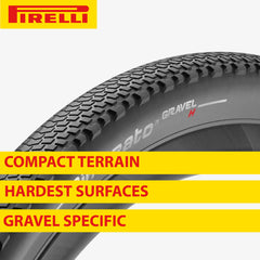 Pirelli Cinturato Gravel H TLR Classic 40-622 (700 x 40c) Road Bicycle Tire & 33/45-622 Presta Cinturato SmarTUBE - SpeedGrip Compound, Clincher Type, Tubeless Ready Bike Tire with Keychain