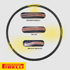 Pirelli Cinturato Gravel H TLR Classic 40-622 (700 x 40c) Road Bicycle Tire & 33/45-622 Presta Cinturato SmarTUBE - SpeedGrip Compound, Clincher Type, Tubeless Ready Bike Tire with Keychain