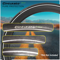 Pirelli Cinturato Velo TLR Reflective 35-622 (700 x 35c) Road Bicycle Tire & 33/45-622 Presta P ZERO SmarTUBE - Armour Tech, Clincher Type, Tubeless Ready Bike Tire with Keychain 700x35c