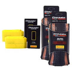 Pirelli Cinturato Gravel H TLR Classic 35-622 (700 x 35c) Road Bicycle Tire & 33/45-622 Presta Cinturato SmarTUBE - SpeedGrip Compound, Tubeless Ready Bike Tire with Keychain (2 Pack Tires & Tubes)