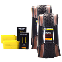 Pirelli Cinturato Gravel M TLR Classic 45-622 (700 x 45c) Road Bicycle Tire & 33/45-622 Presta Cinturato SmarTUBE - SpeedGrip Compound, Tubeless Ready Bike Tire with Keychain (2 Pack Tires & Tubes)
