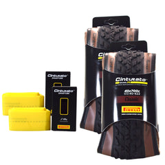 Pirelli Cinturato Gravel M TLR Classic 40-622 (700 x 40c) Road Bicycle Tire & 33/45-622 Presta Cinturato SmarTUBE - SpeedGrip Compound, Tubeless Ready Bike Tire with Keychain (2 Pack Tires & Tubes)