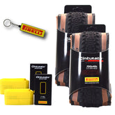 Pirelli Cinturato Gravel RC Classic 40-622 (700 x 40c) Race Bicycle Tire & 33/45-622 Presta Cinturato SmarTUBE - SpeedGrip Compound, Tubeless Ready Bike Tire with Keychain (2 Pack Tires & Tubes)