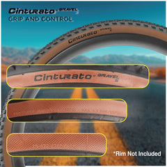 Pirelli Cinturato Gravel S TLR Classic 45-622 (700 x 45c) Road Bicycle Tire - SpeedGrip Compound, Clincher Type, Tubeless Ready Bike Tire with Keychain 700x45c (2 Pack)