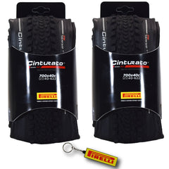 Pirelli Cinturato Gravel RC 40-622 (700 x 40c) Race Bicycle Tire - SpeedGrip Compound, Clincher Type, Tubeless Ready Bike Tire with Keychain 700x40c (2 Pack)