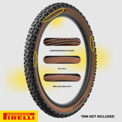 Pirelli Scorpion Enduro M Classic 29x2.6 Mountain Bicycle Tire Tubeless Ready, HardWALL 60 TPI High-Performance All-Terrain Tire for Enduro Trail & Aggressive XC Riding Mountain Bike w/Keychain (2 Pk)