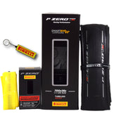 Pirelli P ZERO Race TLR SL 26-622(700x26c) & SmarTUBE EVO 25/28-622 700C Road Bike Tire & Presta Tube Set- Super Lightweight, Bicycle Tire & Tube Set for Road Racing - SmartEVO Compound w/Keychain
